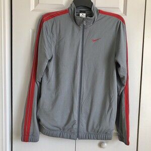 Nike Therma-FIT Men's Jacket Full Zip Swoosh Long Sleeve Top L Gray/Red%